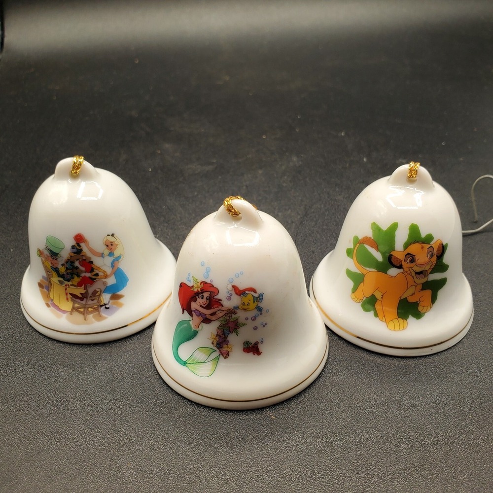 Vintage Grolier Disney movies Christmas Bells Ornament 3 numbered 016, 020, 026